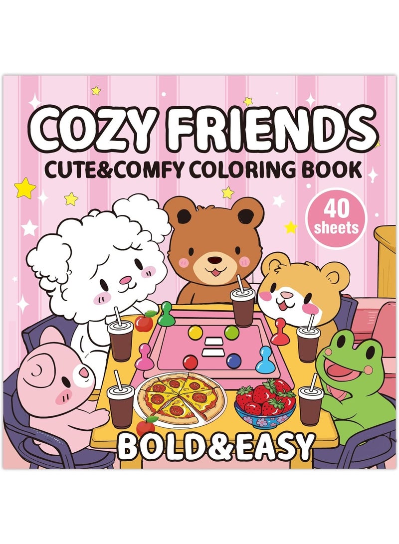 Capstro Bold & Easy Coloring Book for Kids – Cute, Simple Designs for Relaxing Creative Play | Large Illustration Art Book for Children – Cozy Friends Theme - Image 1